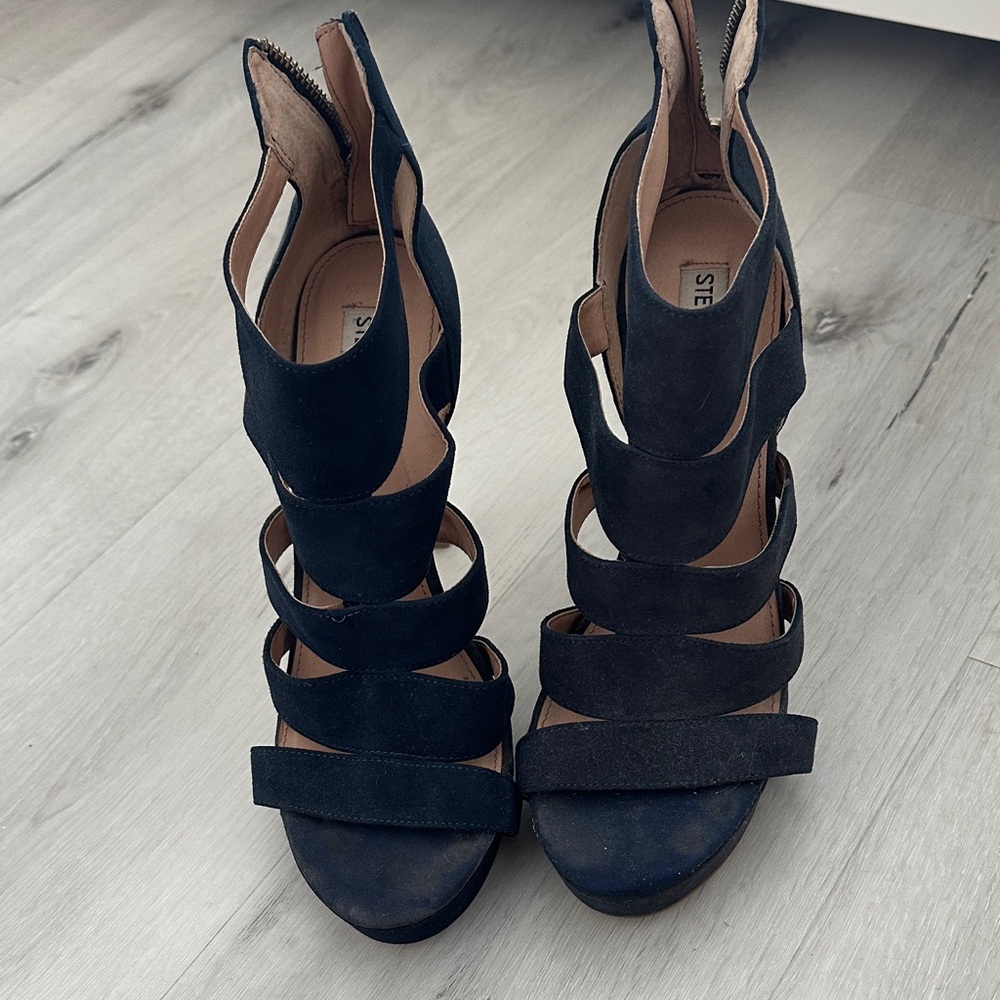 Steve Madden Navy Suede Strappy Heels